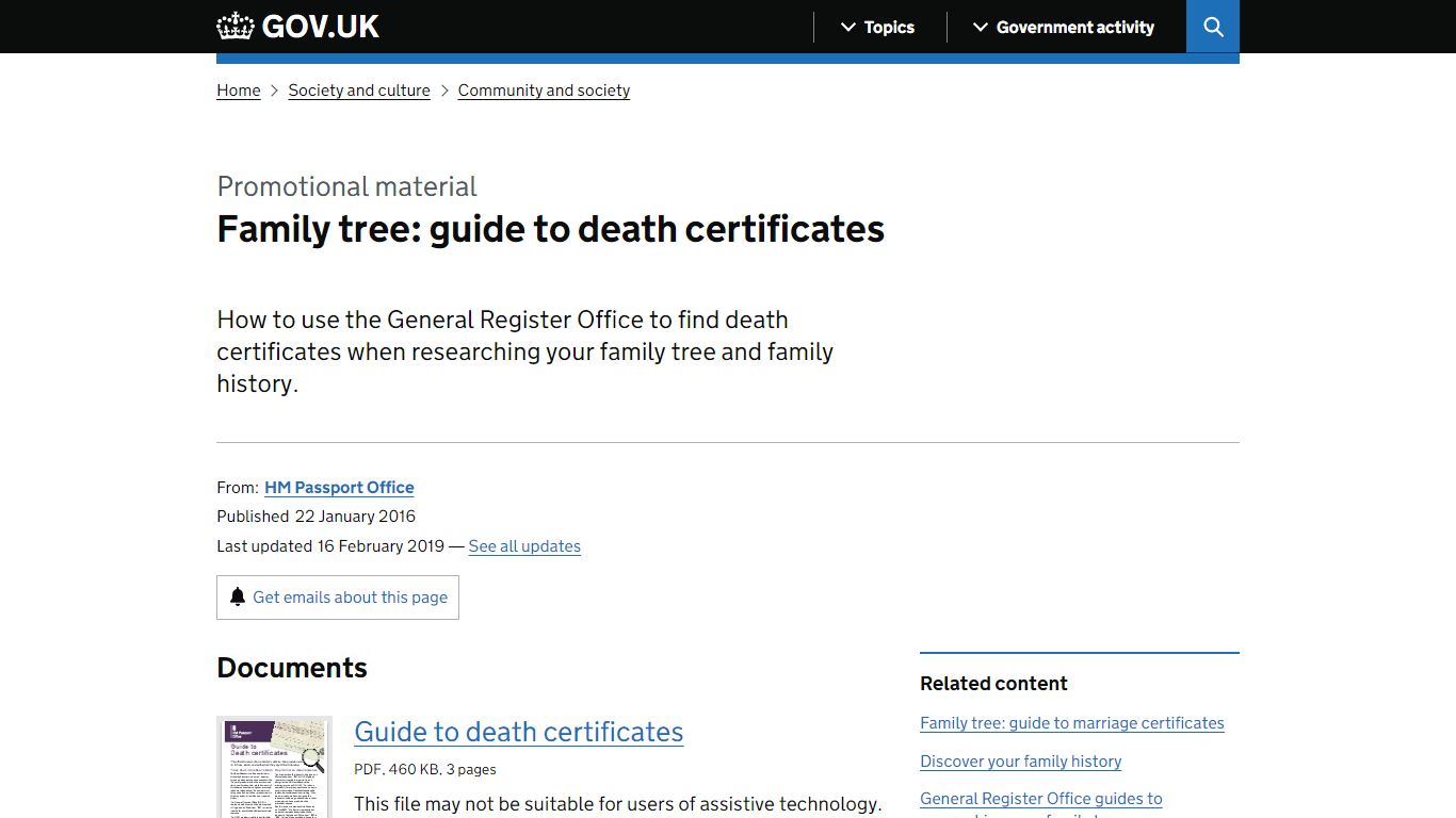 Family tree: guide to death certificates - GOV.UK